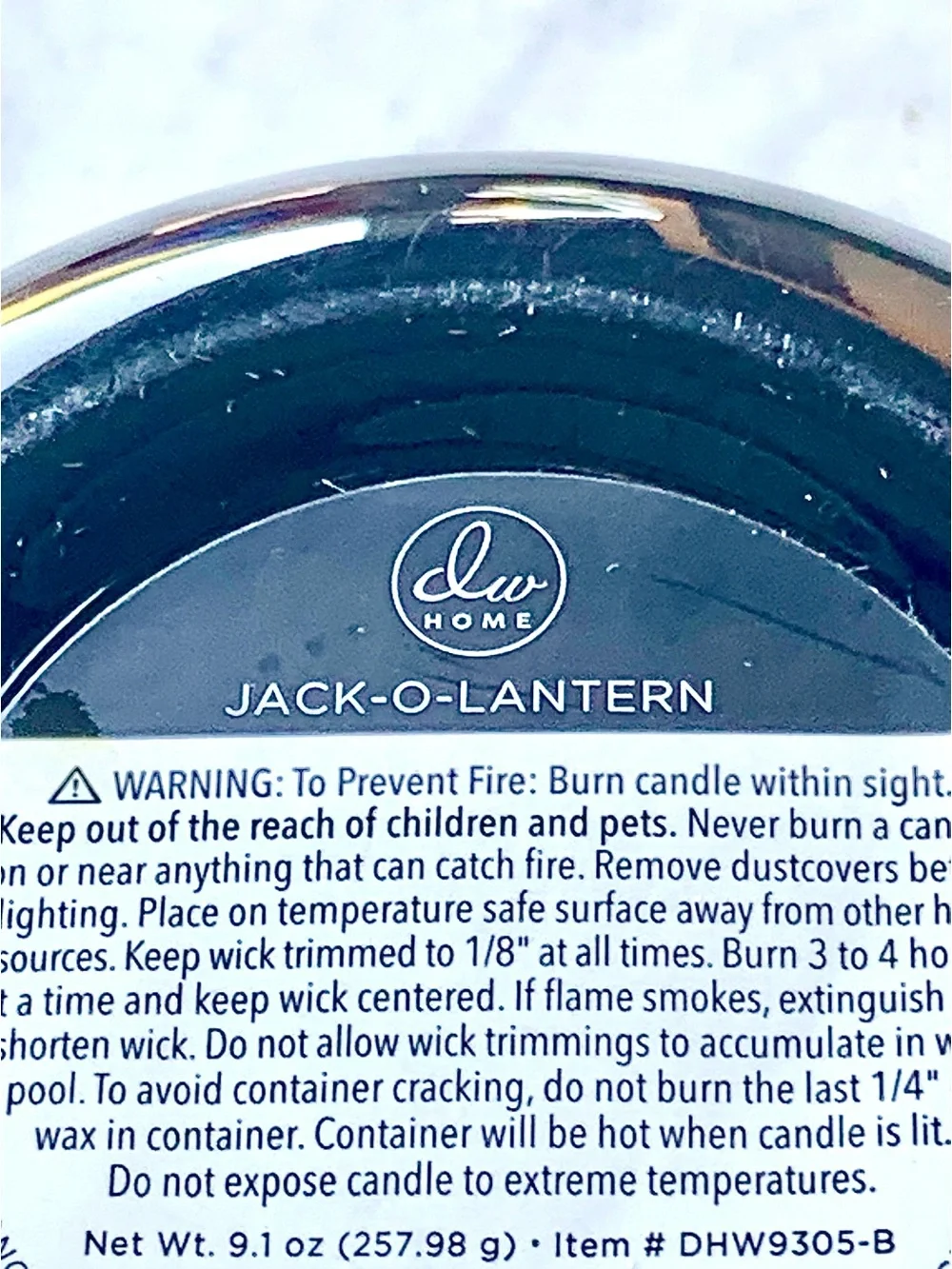 DW Home CANDLE BLACK & Gold Jack-O-Lantern Scented Candle NEW SOY WAX 9.1 OZ